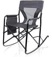 portable outdoor rocking chair with mesh back for camping patio and tailgate comfort