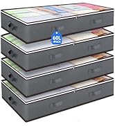 Budding Joy 60L Under Bed Storage Containers, Storage Bins with Clear Lids, Foldable Closet Organ...