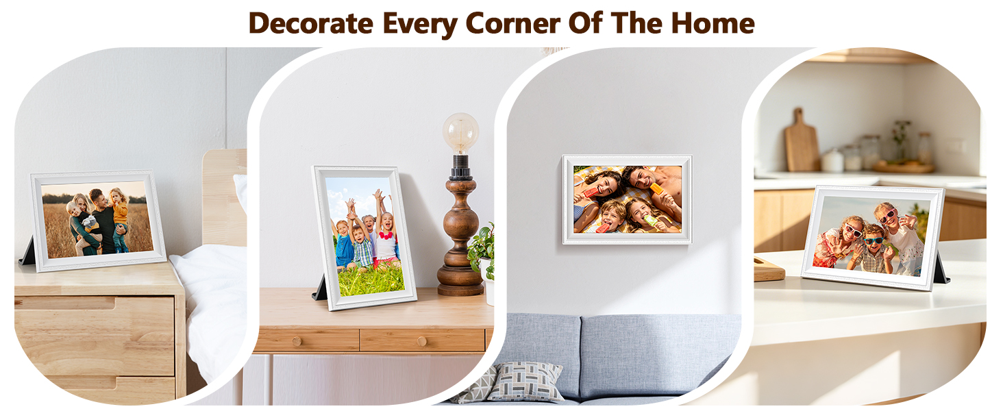 Digital photo frame for home decor, suitable for bedroom, living room, kitchen and office