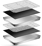 EMDMAK 6 Piece Baking Sheets with Cooling Rack Set, 16 x 12 x 1 Inch Stainless Steel Cookie Sheet...