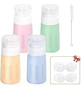 4Pcs Condiment Squeeze Bottles for Sauces, Leakproof Salad Dressing Container to Go, Small Silico...