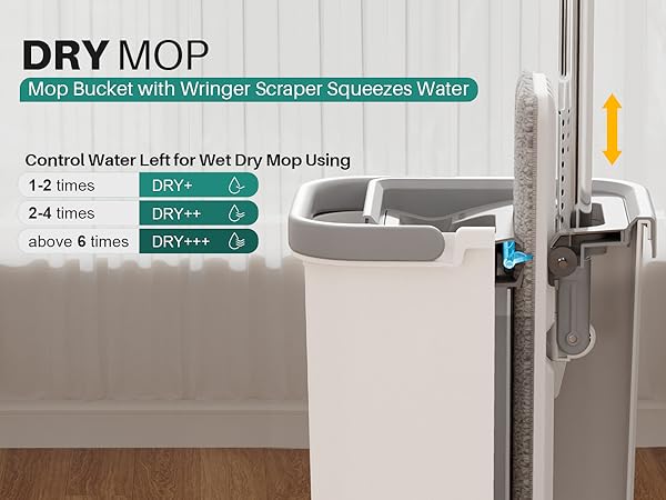Mop Bucket with Wringer Scraper Squeezes Water