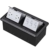 KYHSHJ Dual Pop-Up Floor Electrical Outlet Box Kit,20 Amp Stainless Steel TR Tamper-Resistant Dup...