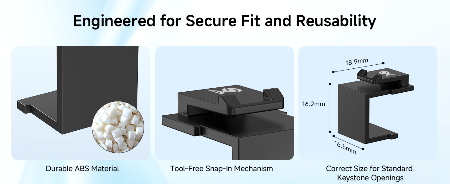 Keystone blanks snap-in blank keystone plug for unused network or audio-video ports