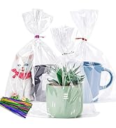 Cellophane Bags, Plastic Gift Bags, 100 Pack Gift Bags, Cookie and Snack Bags, Plastic Cellophane...