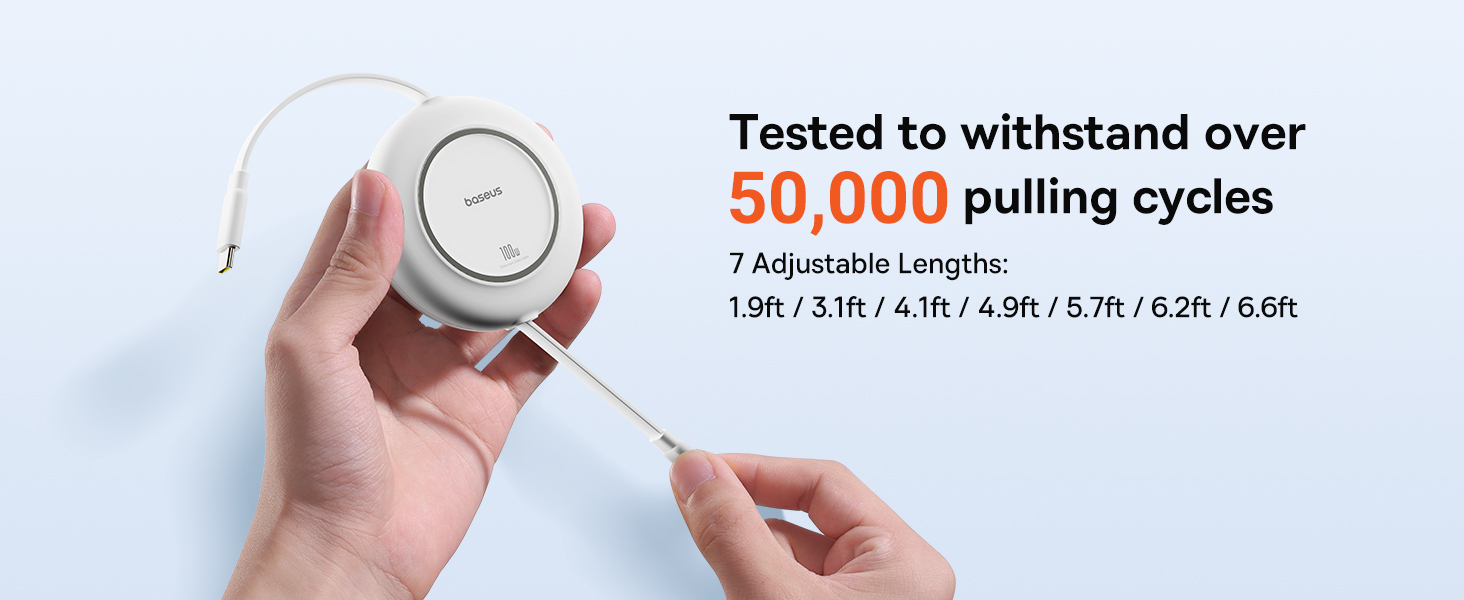 100w Retractable usb c cable 6.6ft