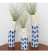 MOUGIGI Cute Family Face Vases Set of 3 - Unique Ceramic Bud Vases for Small Flower - Fun Modern ...