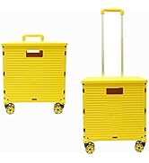 Foldable Utility Cart Folding Portable Rolling Crate Handcart Shopping Trolley Wheel Box with Lid...