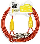 Petest 15ft Tie-Out Cable with Crimp Cover for Large Dogs Up to 90 Pounds