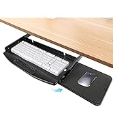 Toocust Under Desk Mounted Keyboard Tray with Mouse Platform Steel Keyboard Tray Under Desk Slide...