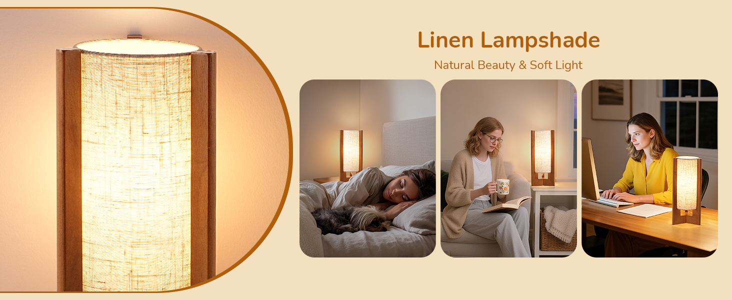 Beige Linen Lampshade Table Lamp