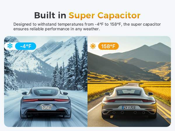 dash cam with super capacitor, ensures reliable performance in any weather
