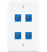 Iwillink (1-Pack) 4-Port Ethernet Outlet Wall Plate, Keystone Wall Jack with RJ45 Keystone Inline...