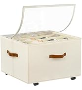 Foyego Shoe Organizer for Closet, Shoe Storage Organizer with Wheels and Adjustable Dividers, Sta...