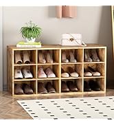Garden 4 you Shoe Storage Bench, Cubby Shoe Rack with 12 Cubbies, 3-Tier Wood Shoe Rack Organizer...