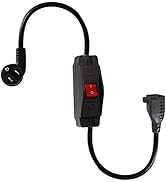 Short Outdoor Extension Cord with On/Off Switch - 1.5FT Waterproof 3 Prong Extension Cord with In...