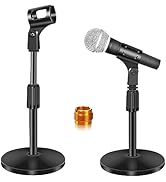 Desktop Mic Stand Adjustable Microphone Stand Desk 5.1 Inch Diameter Base Table Mic Stand with Mi...