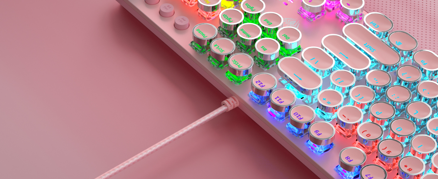 usb wired keyboard mechanical gaming keyboard pink cute keyboard clicky keyboard light up keyboard