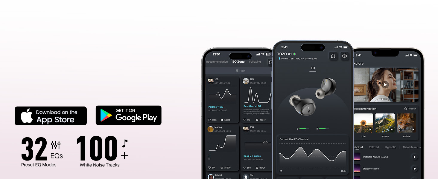 TOZO App with Custom EQ Presets