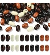 Craftdady 300Pcs Wooden Oval Beads Wood Rice Shaped Loose Spacer Bead 12-12.5mm Long Painted Colo...