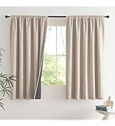 NICETOWN Natural Faux Linen 100% Blackout Curtains, 2 Panels Set, 42 x 63 Inch, Rod Pocket Therma...