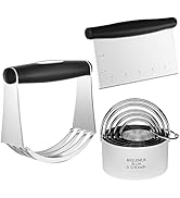 HULISEN Stainless Steel Pastry Scraper, Dough Blender &amp; Biscuit Cutter Set (3 Pieces/ Set), Heavy...