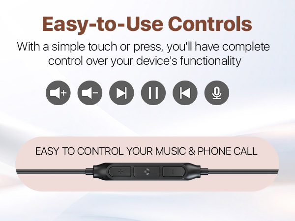Easy-to-use controls, USB C Earphones, Type C Earbuds, Long Lasting, Full In-line Control