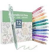 Four Candies 12Pack 0.5mm Quick Dry Retractable Gel Pen Set, Cute Transparent Fine Point Multicol...
