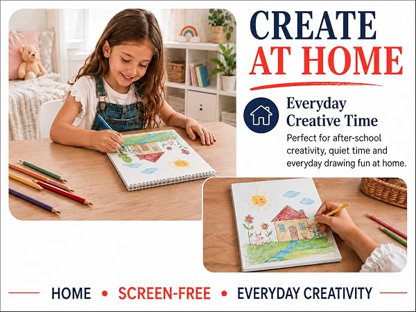 This drawing book for kids supports screen-free drawing, quiet time and creative play at home.