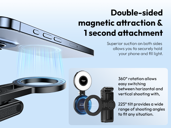 ULANZI JJ03 Magnetic Tripod for Phone with Remote Control, 3-in-1 Selfie Stick Handle Grip