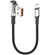 JSADZKJ Short USB Type C Charging Cable USB A to C Cable 6A Fast Charging Cord 90 Degree Type C C...