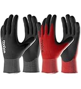 COOLJOB Gardening Gloves for Men, 2 Pairs Breathable Rubber Coated for Garden Weeding Landscaping...