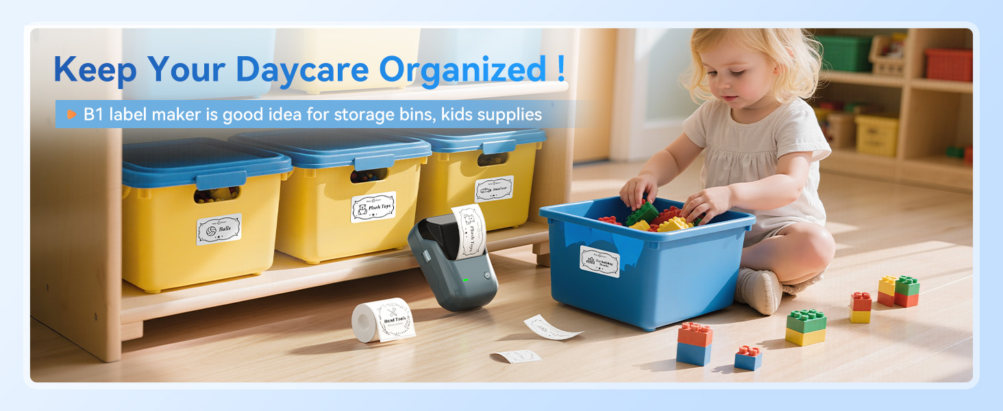 B1 label maker is good idea for storage bins, kids supplies