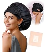 BONNET QUEEN Silk Bonnet for Sleeping Women Satin Bonnet with Eye Mask Non Slip Hair Wrap for Cur...