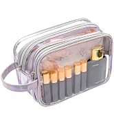Lermende Clear Makeup Bag, 2 Layer, Water-Resistant, Large, Portable, Transparent, Travel, Women ...