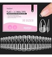 Beetles Gel Nail Tips Flat-X - Almond Square Short, 320pcs 16 Sizes, Pre-Etched Half Matte Full C...