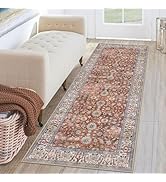 KUTA Terracotta Runners for Hallways 2x6, Vintage Floral Rug Non-Slip Washable Kitchen Rugs Ultra...