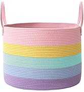 JMvicyroam Woven Blanket Basket,65L Large Rope Storage Bin with Handles, Organizer for Blankets T...