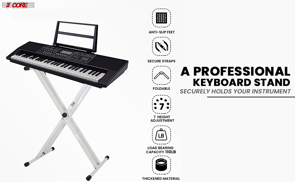 Keyboard Stand Single X Style 7 Adjustable Digital Electric Piano 61 76 88 Keys