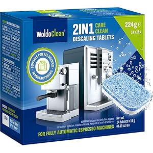 WoldoClean descaling tablets for coffee machines, espresso machines and kettles, 2-in-1