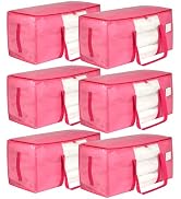 VTSVTS Pink Heavy Duty Moving Bags, 6 pcs Large Storage Bins with Lids, 29 x 14 x 14 In Moving To...