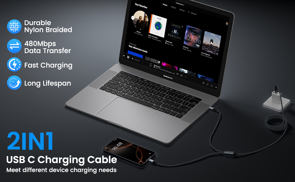 2-in-1 USB-C to dual USB-C data cable