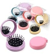 50pcs Folding Travel Mirror Hair Brushes Round Folding Pocket Hair Brush Mini Hair Comb Compact T...