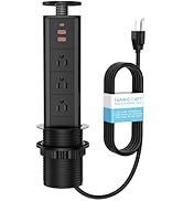 Pop Up Outlet with USB C and 2 USB A Fast Charging Port, 3 AC Outlets - Countertop Outlet Flush M...