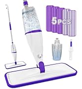 Spray Mop for Hardwood Floor Cleaning: EXEGO Wet Mops with 5 Microfiber Refillable Pads for Swiff...
