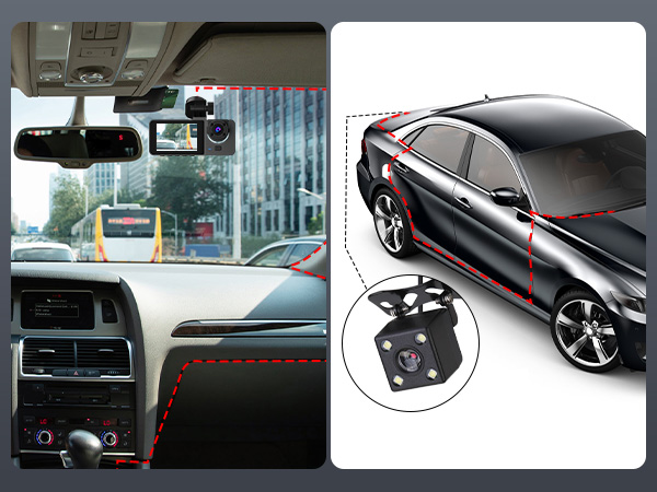 3 Channel Dash Cam Front and Rear