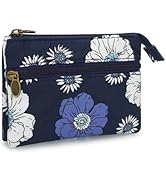 JINSI Mini Floral Coin Purse for Women, Small Cute Handmade Cotton Zip Wallet, Portable Vintage C...