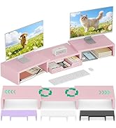 OPNICE Desk Organizers and Accessories, Dual Computer Monitor Stand Riser with Drawer, Office Dec...