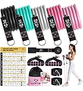 Resistance Bands with Handles for Women, 5 Level Exercise Bands Workout Bands for Physical Therap...