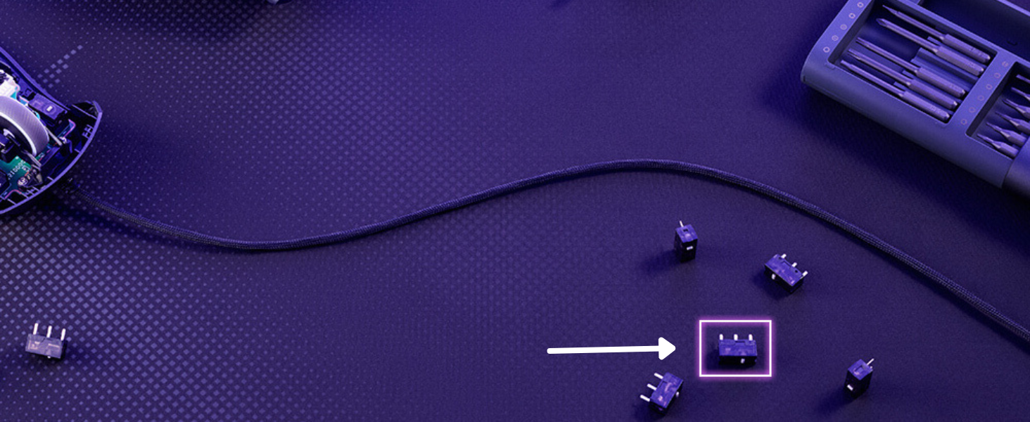 zoomed in and labeled image of ROG gladius III core micro switch